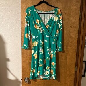 LOFT Green Floral Midi Dress